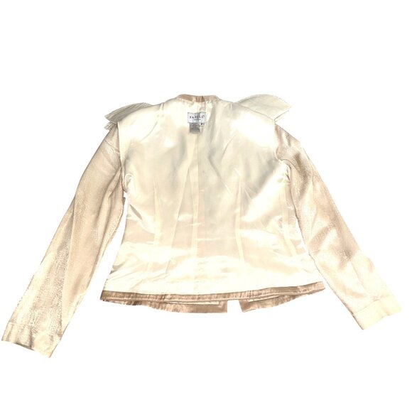 Papell Petites 4P Ivory Silk Beaded Jacket Textured Vintage Cocktail City Chic - Picture 12 of 12